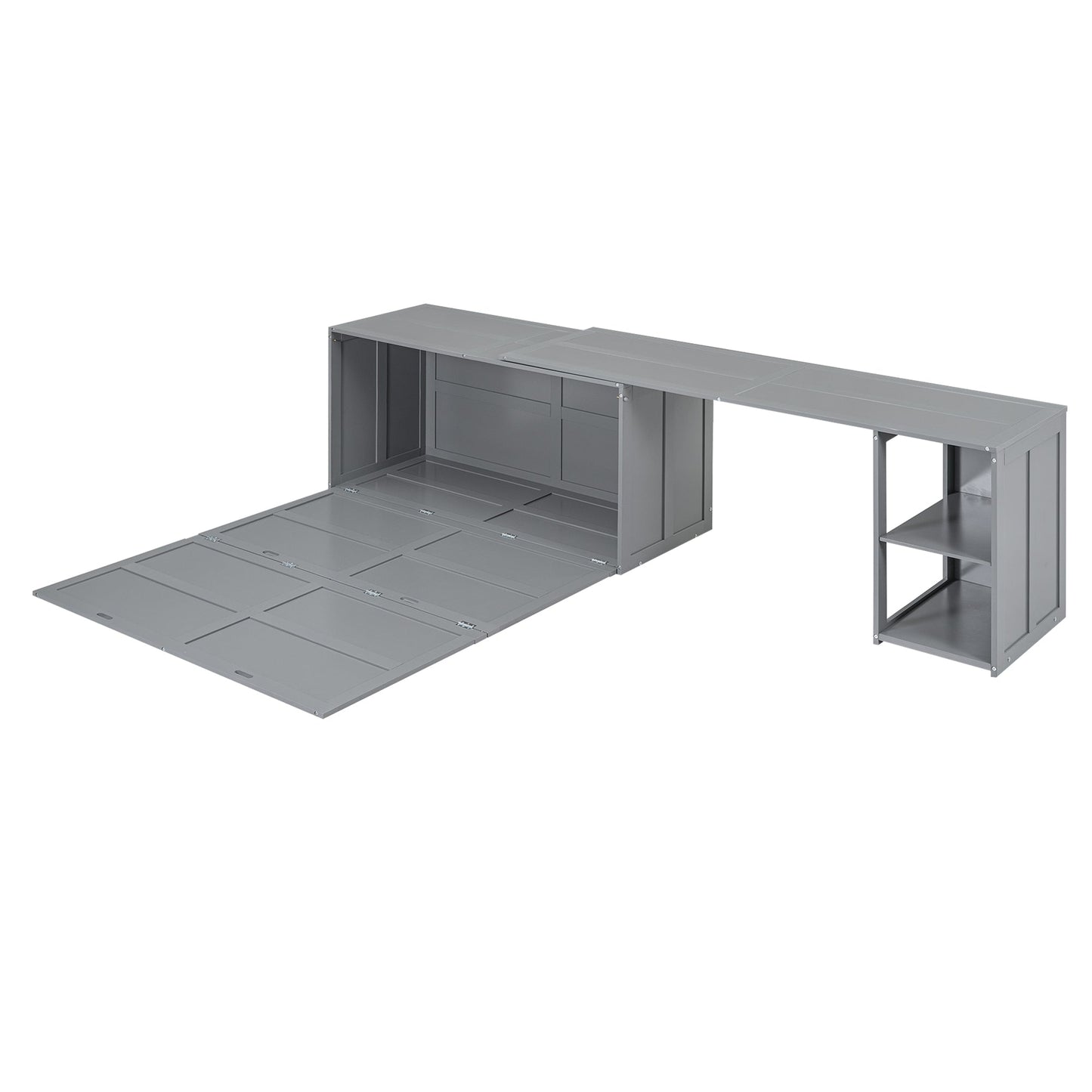 Queen Size Murphy Bed with Rotable Desk  Gray - Korvel