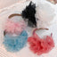 Solid color sequin flower wide edge girl style mesh headband - Korvel