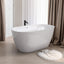 51 Inch Acrylic Freestanding Bathtub Contemporary Soaking White Tub with Overflow and Pop-up Drain Glossy White - Korvel