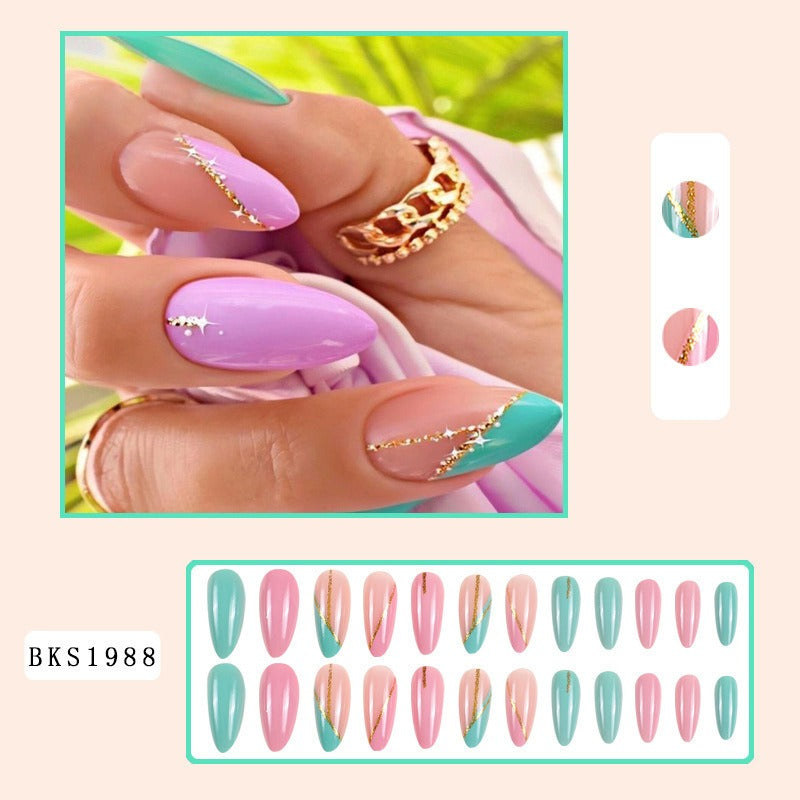 Mid-Length Almond Nail Art Patches for Stylish Looks