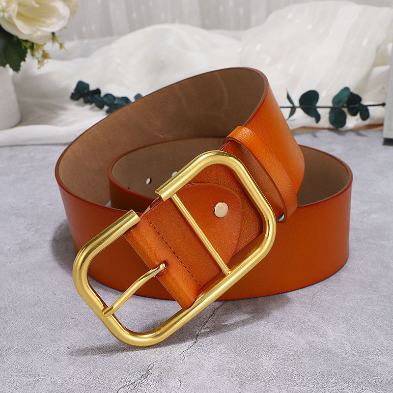 Ceinture décorative large en cuir de vache pour femmes