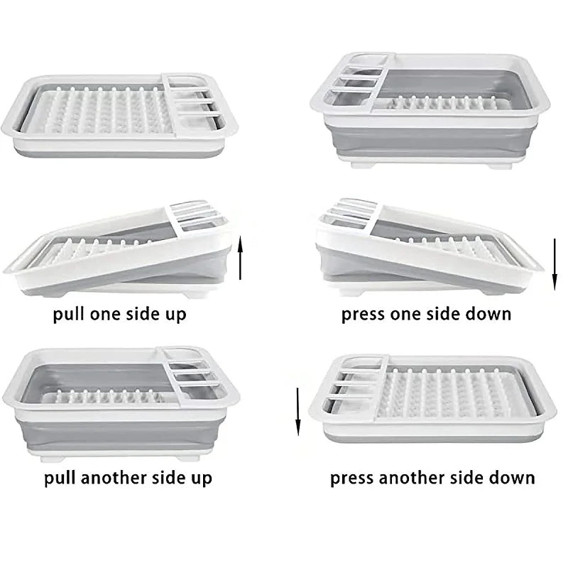 Foldable Dish Rack Kitchen Storage Water Leakage Plastic Tableware Bowl Dinnerware Drain Bowl Tray Home Drying Rack Washable - Korvel