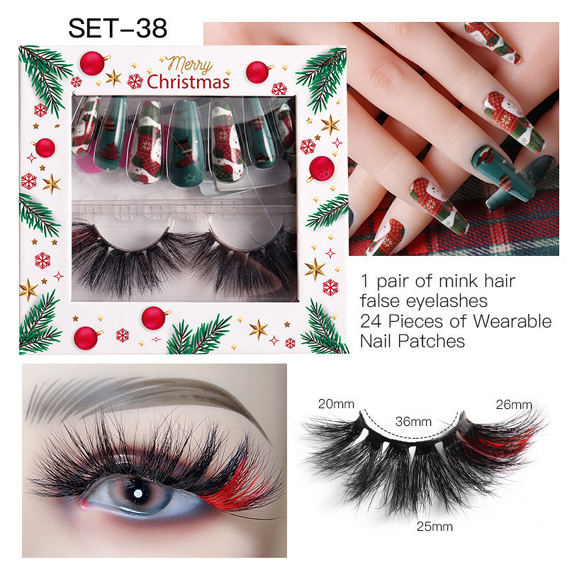 Christmas Nail Enhancement Eyelash Tool Set False Eyelash Decoration Color Mink Hair Beauty Tool - Korvel