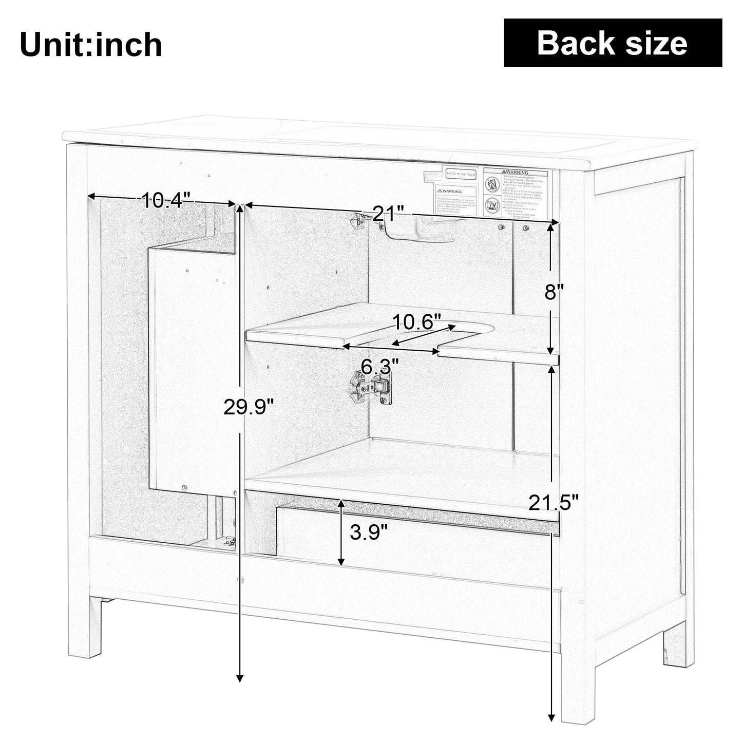 Meuble de salle de bain vert de 36" avec évier et rangement