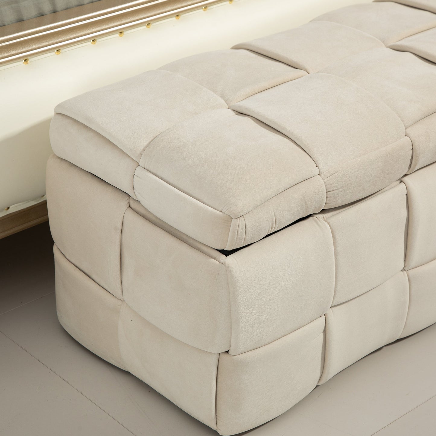 Ottomana de Almacenamiento Tapizada COOLMOR - Beige
