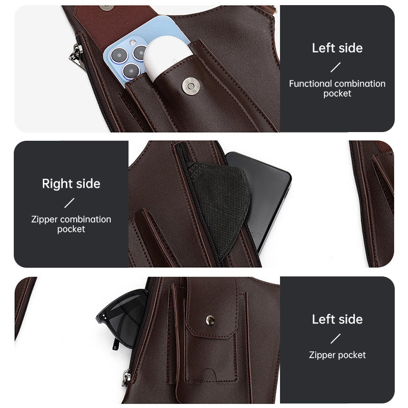 A medieval - style leather harness bag that is an anti - theft wallet, phone pouch, and suitable for men's Viking  cosplay. - Korvel