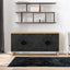 Black Carved Symmetrical Design Door And Wood Coloured Frame For TV Stand Table,Living Room ,Entryway - Korvel