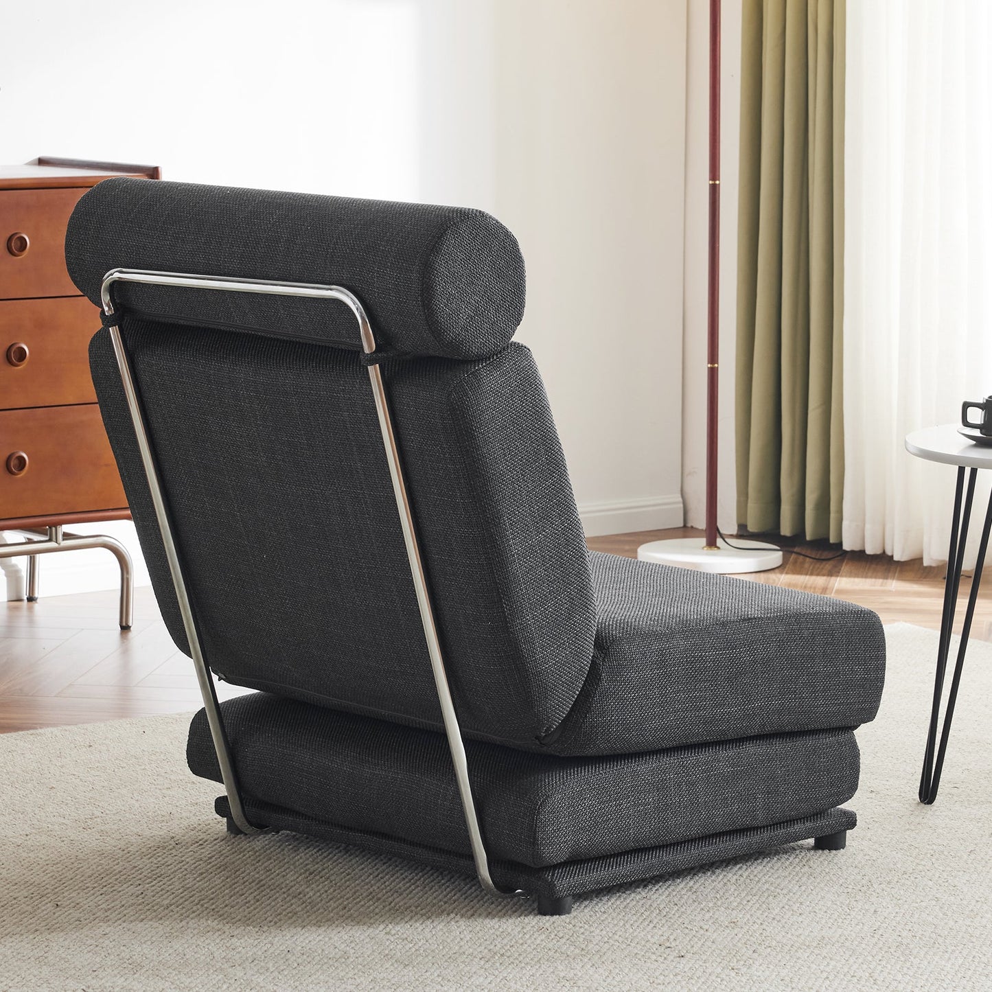 Single Sofa Chair Foldable Single Sofa Bed with Pillow,Portable Foldable Sofa Bed,Leisure Sofa Chair,Easy to Store, Dark Grey - Korvel