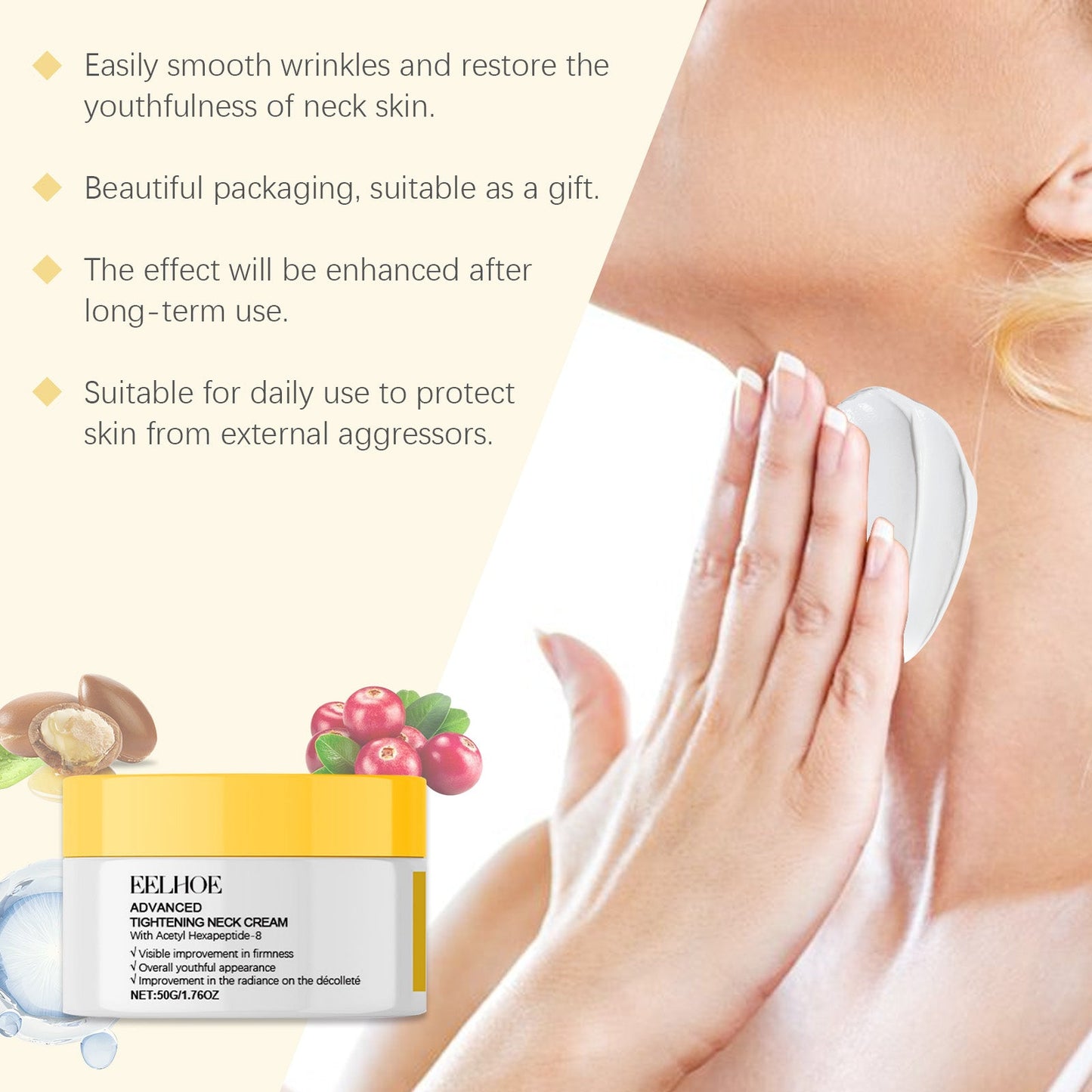 Firming And Whitening Neck Creme Reduces Neck Lines, Moisturizes And Tender Neck Skin - Korvel