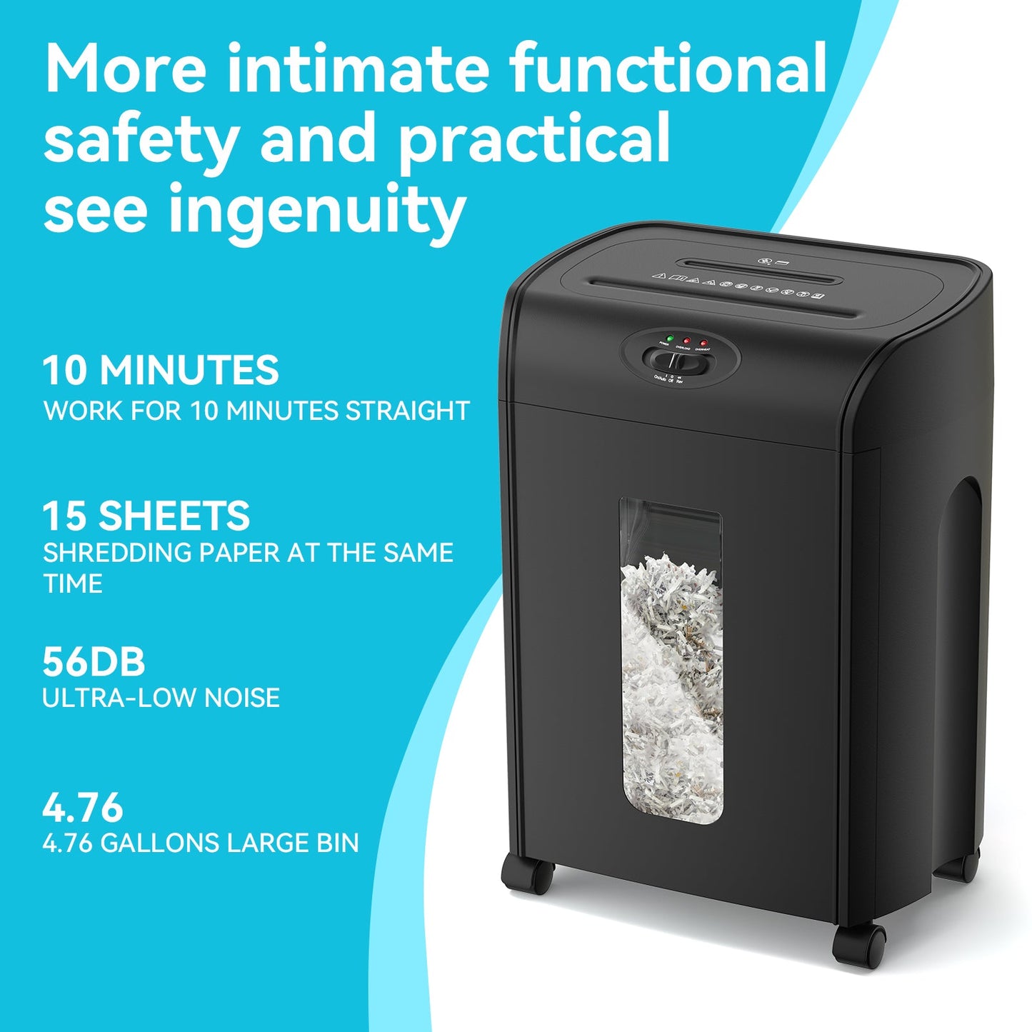 Heavy Duty Cross Cut Paper Shredder - 15 Sheets Capacity