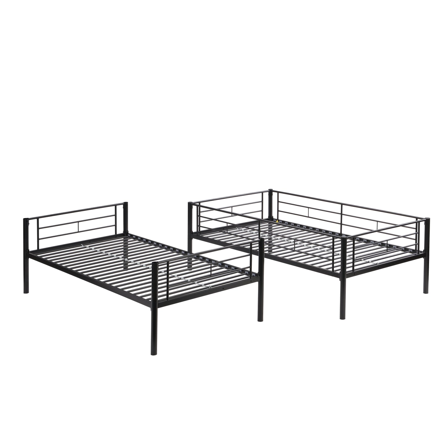 Premium Bunk Bed with Dual Ladders and Guardrail - Black