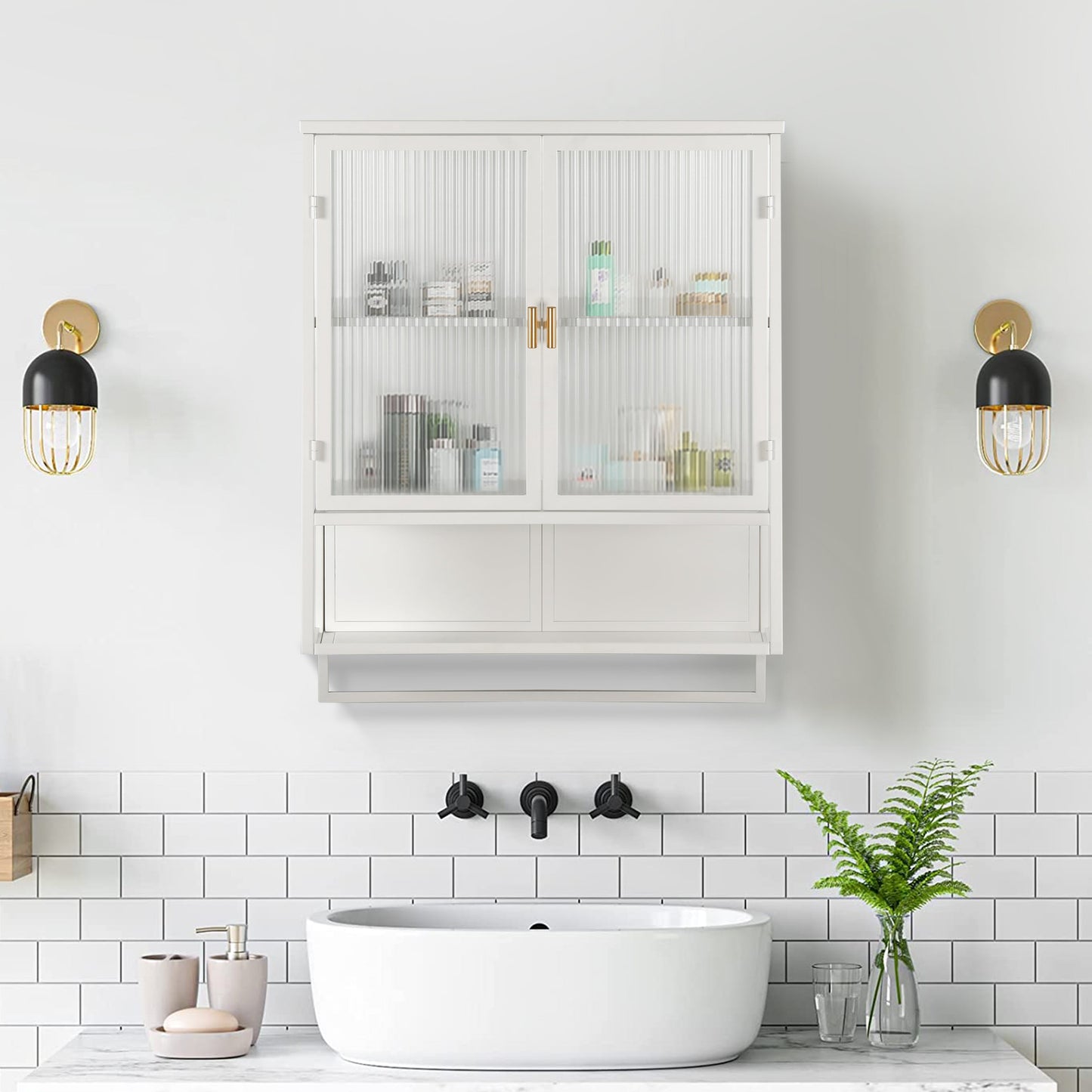 Modern Two-Door Wall Cabinet with Glass Doors