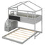 Twin over Full House Bunk Bed with Storage Staircase and Blackboard Gray - Korvel