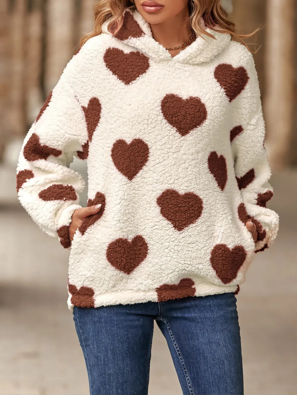 Heart Pocketed Dropped Shoulder Hoodie - Korvel
