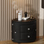 Elegant PU Nightstand with 2 Drawers and Crystal Handle,Fully Assembled Except Legs&Handles,Storage Bedside Table - Black - Korvel