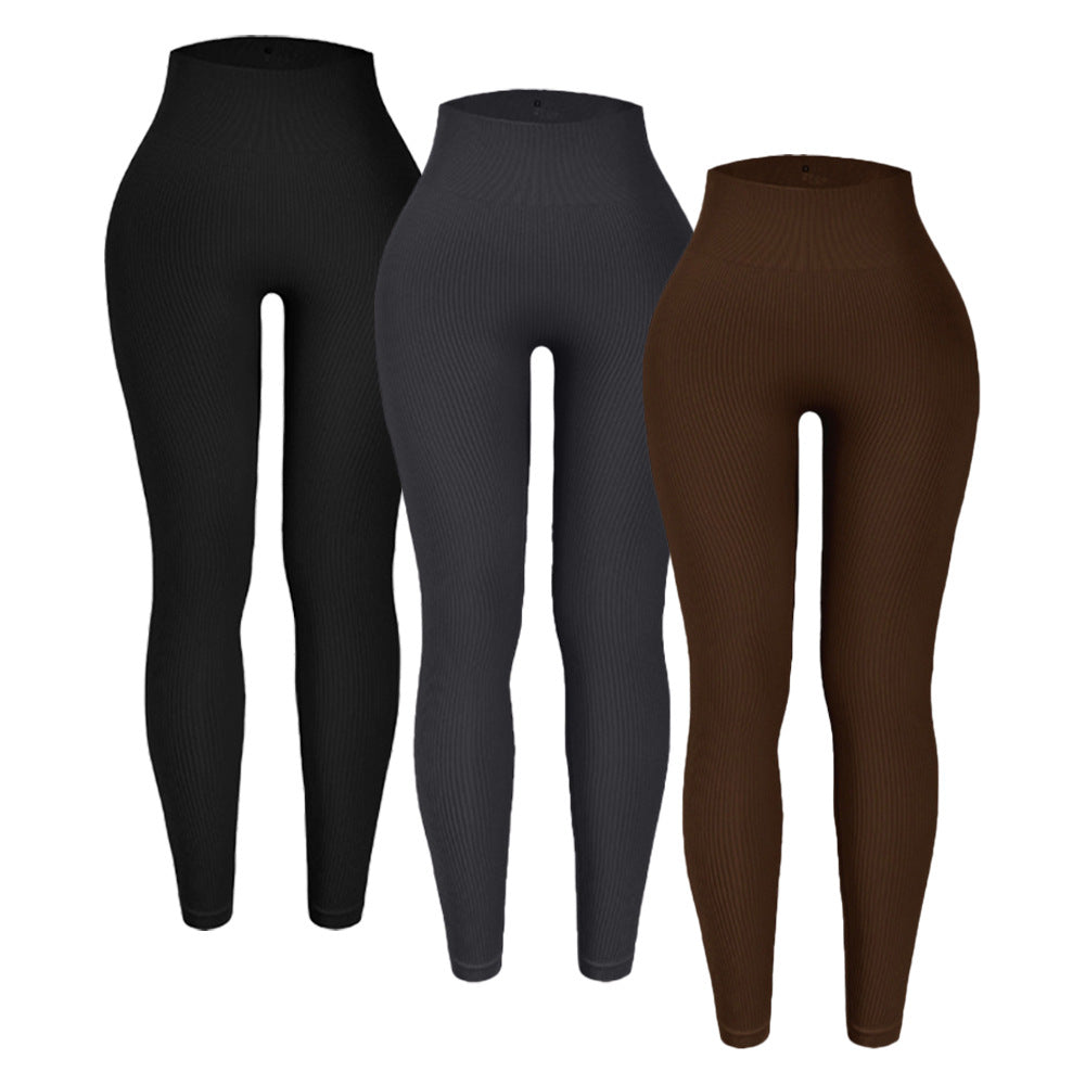 Threaded autumn and winter yoga pants seamless fitness pants high waisted sports yoga clothes leggings - Korvel