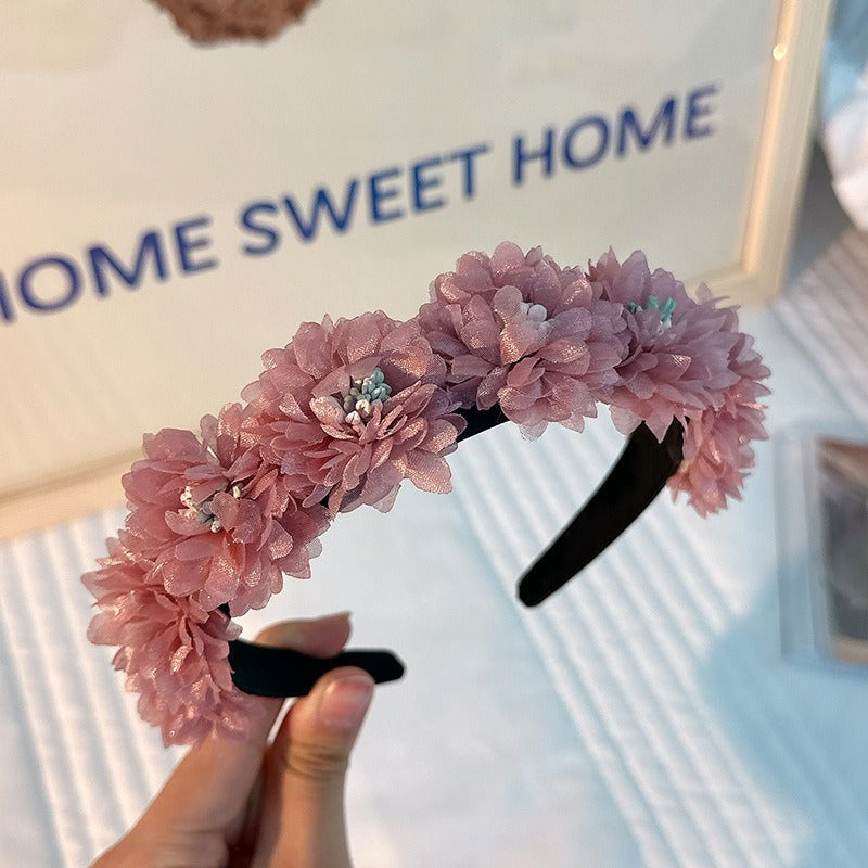 Fashionable fabric flower stamen flower hair hoop for women - Korvel
