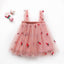 Robe à bretelles en mesh brodé pour filles