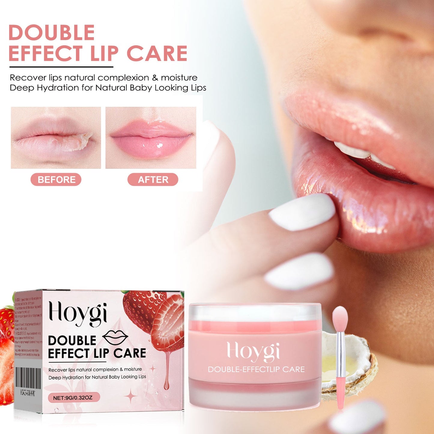 Double Effect Moisturizing Lip Balm, Moisturizing Lips, Preventing Dry Cracking, Removing Dead Skin, Moisturizing, Protecting And Fading Lip Lines - Korvel