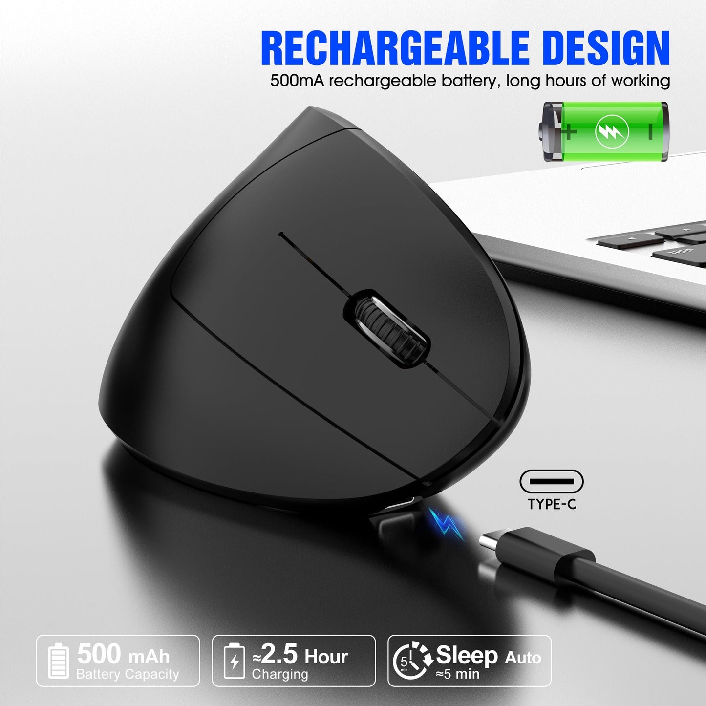 Souris verticale sans fil 2.4G pour un confort accru