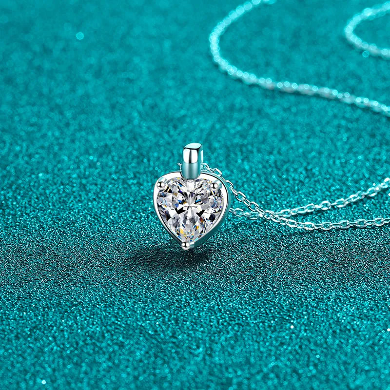 2 Carat Moissanite 925 Sterling Silver Heart Shape Necklace - Korvel