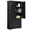 Tall Bathroom Storage Cabinet, Cabinet with Two Doors and Drawers, Adjustable Shelf, MDF Board, Black - Korvel