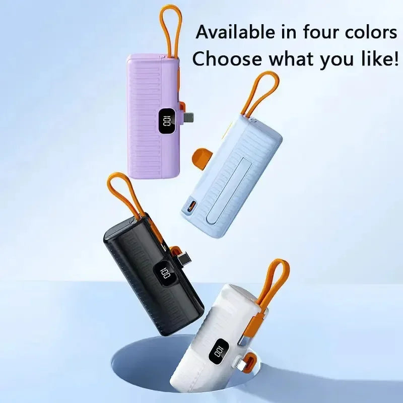 30000Mah Mini Power Bank Ingebouwde Kabel Powerbank Digitale Display Externe Batterij Draagbare Oplader Voor Iphone Samsung Xiaomi - Korvel