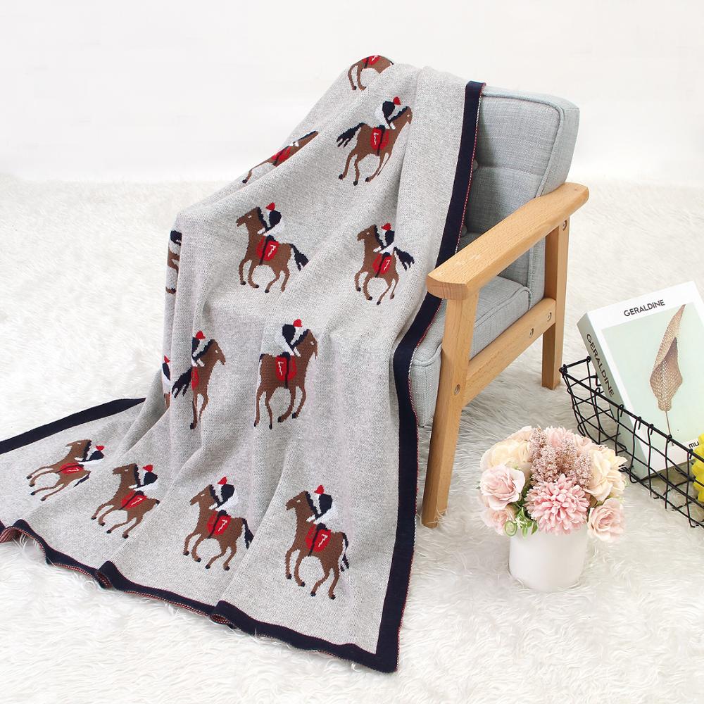 Baby Blankets Knitted Newborn Cute Cartoon Soft Warm Swaddle Kids Bath Towels 100*80cm Toddler Infantil Stroller Bedding Blanket - Korvel