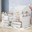 Full Size House Low Loft Bed with Four Drawers,White - Korvel