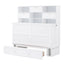 ueen Size Murphy Bed with Bookcase, Bedside Shelves and a Big Drawer, White - Korvel