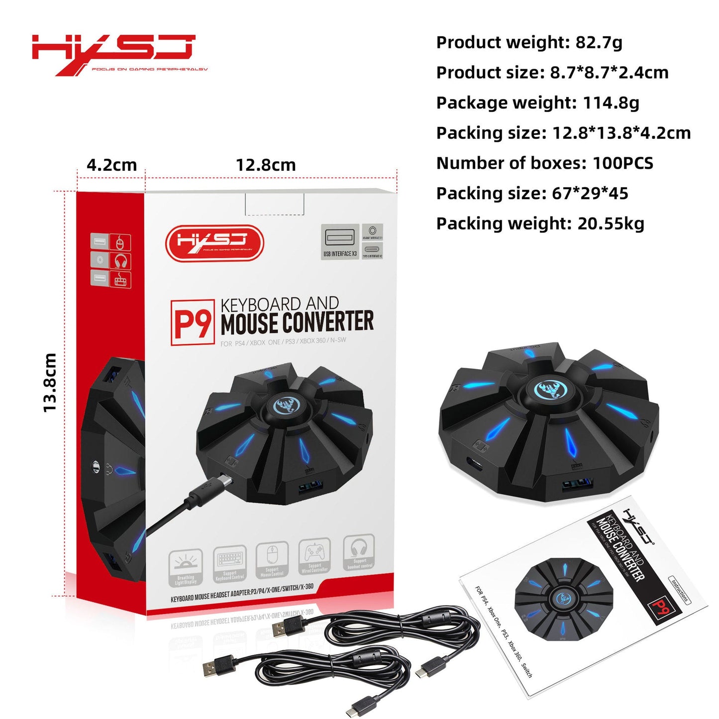 P9 Keyboard Mouse Converter Set for Gaming Devices
