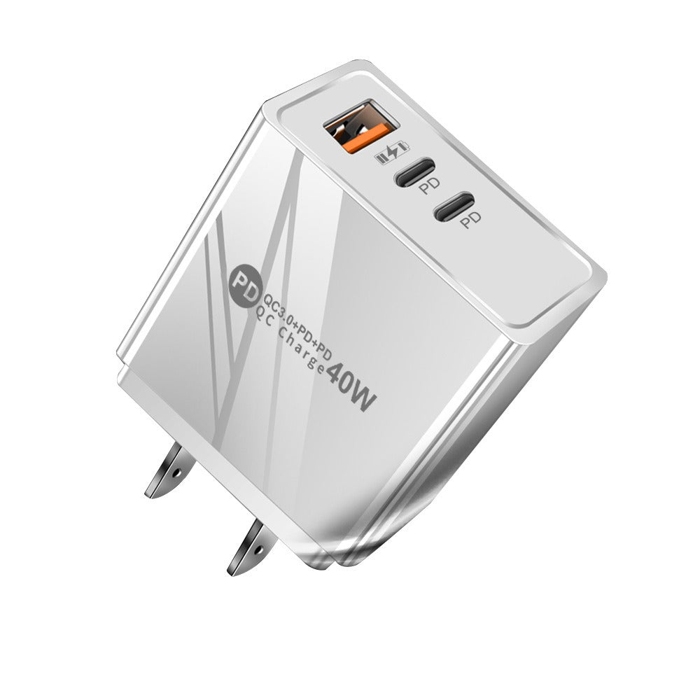 USB+2PD Type-C mobile phone charger LED with light travel charging head - Korvel