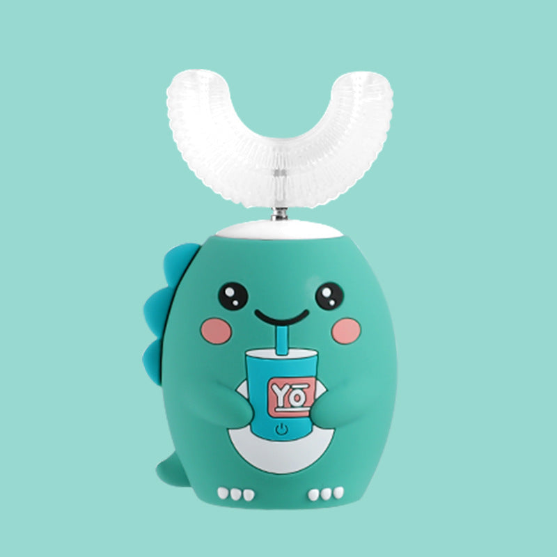 U-shaped electric toothbrush children's rechargeable 2-6-12-year-old rechargeable baby toothbrush U-shaped little dinosaur child - Korvel