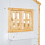 Twin over Twin House Bunk Bed with Roof , Window, Window Box, Door , with Safety Guardrails and Ladder, Natural/White - Korvel
