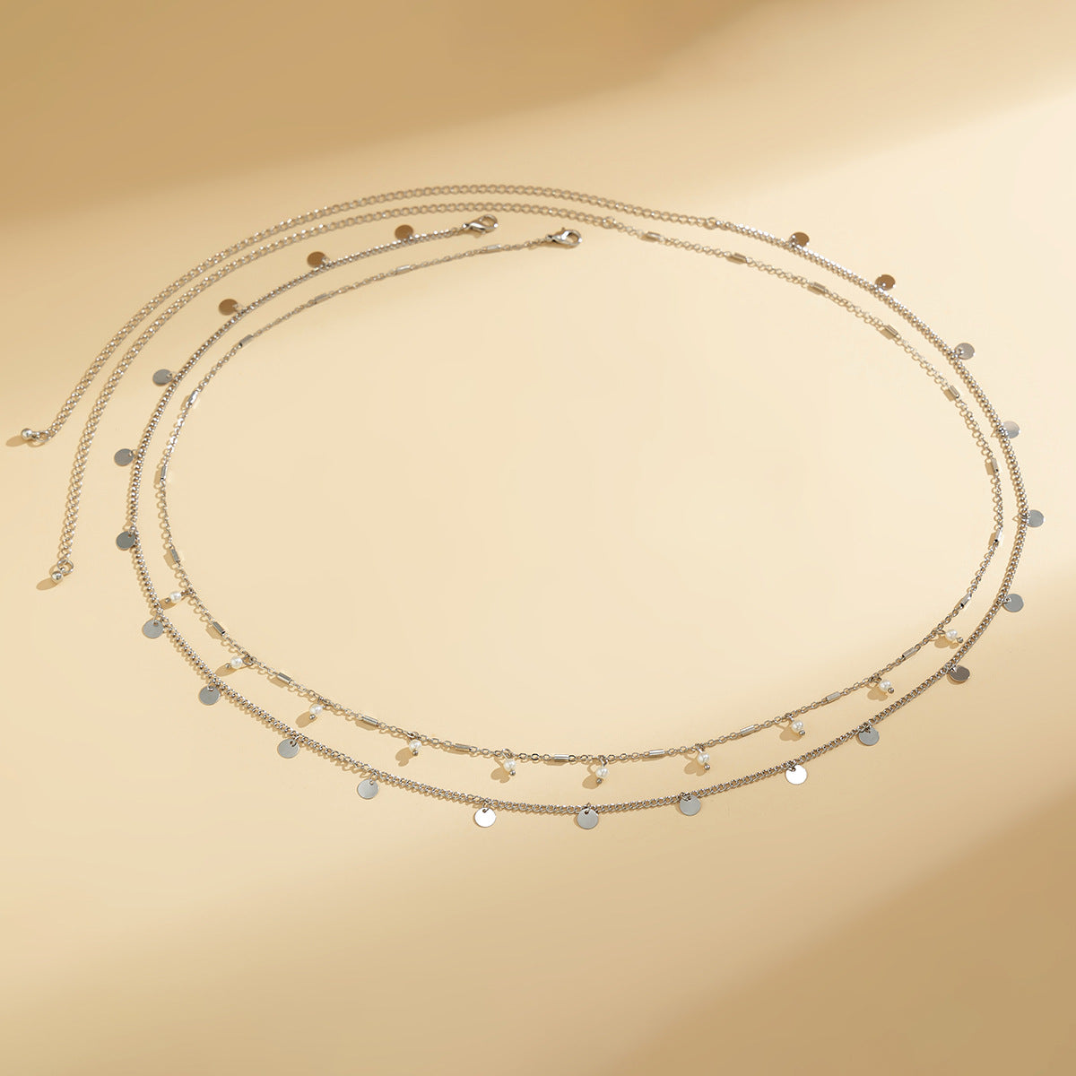 Elegant Double Layered Waist Chain with Geometric Sequins