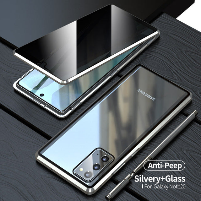 For Samsung Note20U Anti Peeping Privacy Glass Case Protect Phone Case S21Ultra Magnetic S21 Metal Cover - Korvel
