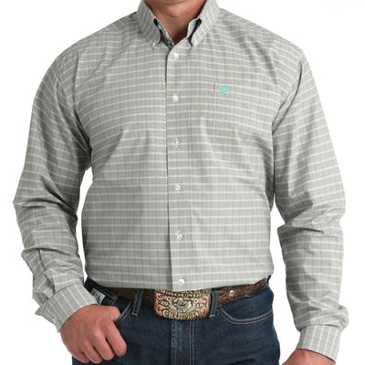 Stylish Grey and Cream Plaid Shirt | Cinch for Men - Korvel