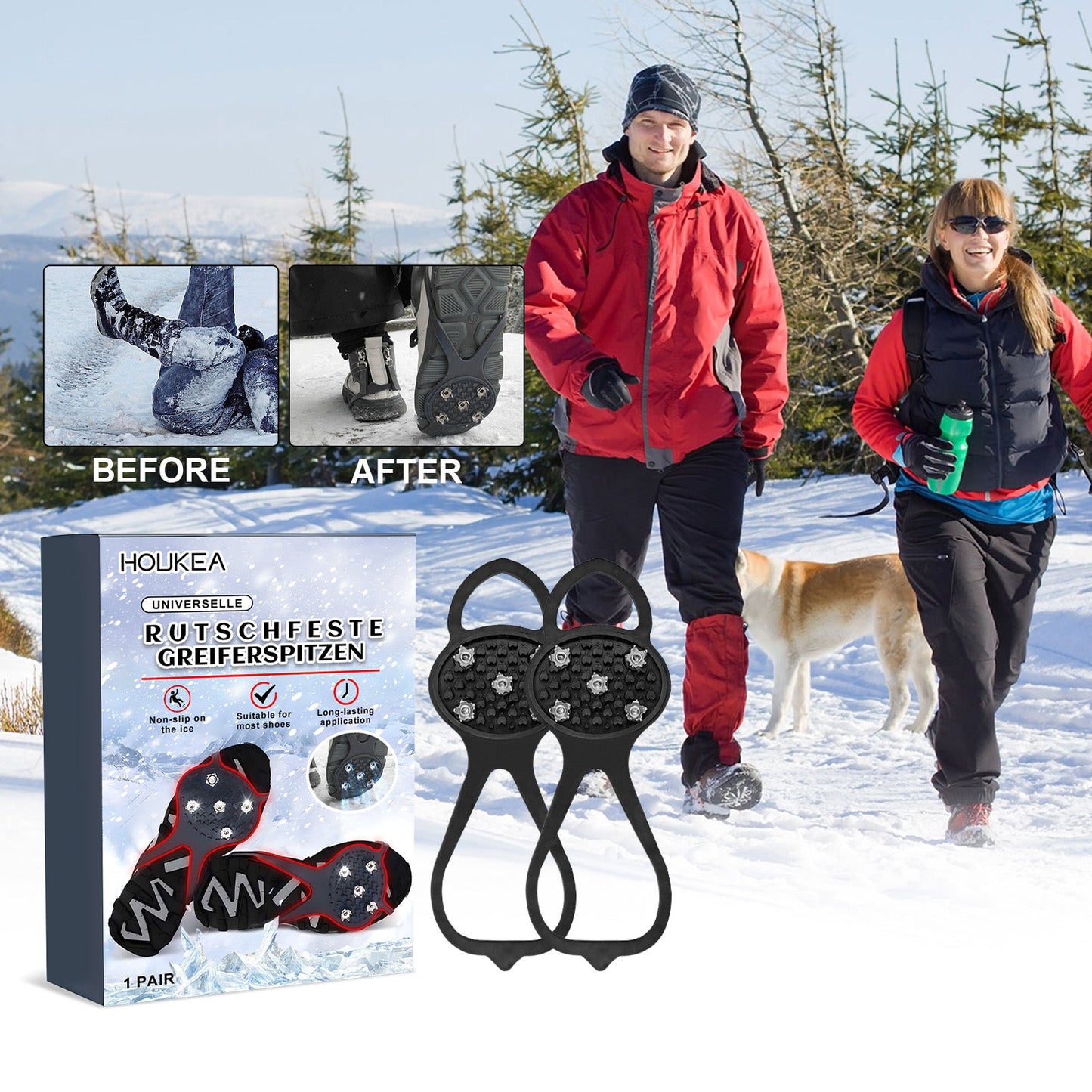 Universelle Rutschfeste Greiferspitzen, Outdoor Crampons Snowshoe Cover Mountaineering Sports Fall Easy To Wear And Take Off Shoe Cover - Korvel