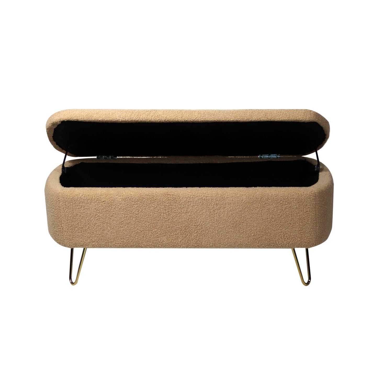 Banco Ottoman de Almacenamiento Camel con Patas Doradas