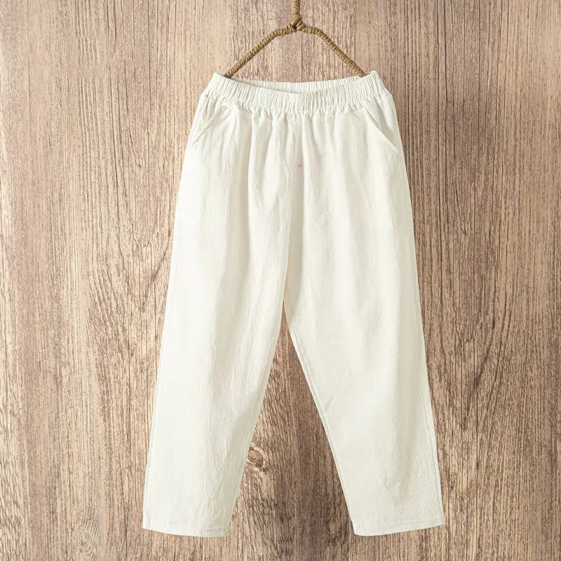 Pantalones de Algodón y Lino Casual Lucyever para Mujeres