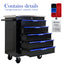 5 DRAWERS MULTIFUNCTIONAL TOOL CART WITH WHEELS-BLACK+BLUE - Korvel