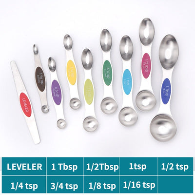Magnetic Double Head Measuring Spoon Set - 9 Pieces