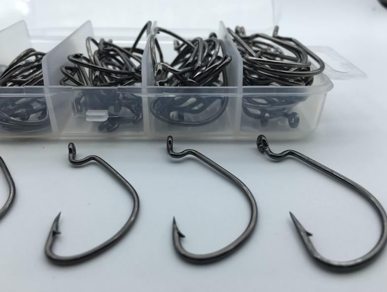 Rompin 100pcs/box High carbon Steel Fishing Hooks Crank Lead Sharp worm  2# 1# 1/0# 2/0# 3/0# mix size - Korvel