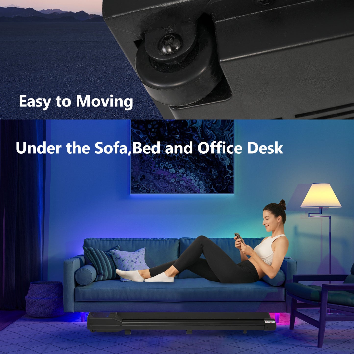 8.10 Under Desk Treadmill - 2.5HP, 300LBS Capacity