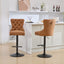 Vintage PU rotating bar stool, seat height adjustable from 25-33 inches, modern bar stool (orange, 2-piece set) - Korvel