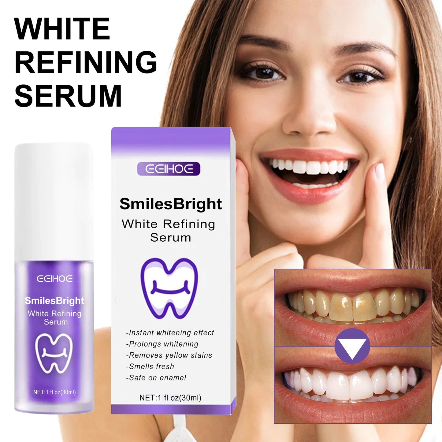 Purple Whitening Toothpaste, Cleans Stains And Odors Brightening Teeth Care Gums Toothpaste - Korvel
