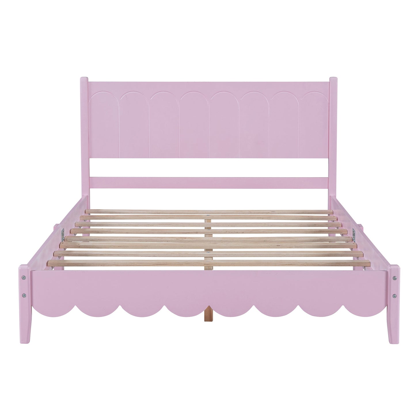 Full Size Retro Pink Wood Platform Bed Frame