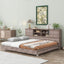 Full Size Daybed Frame with Storage Bookcases Wood Light Oak - Korvel