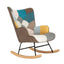 Mid Century Rocking Chair with Ottoman - Patchwork Linen