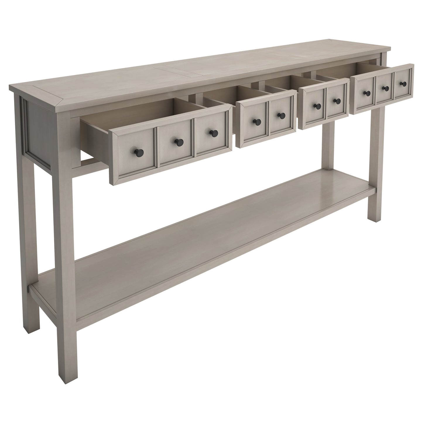 TREXM Rustic Entryway Console Table60" Long Sofa Table with two Different Size Drawers and Bottom Shelf for Storage (Gray Wash) - Korvel